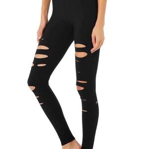 Alo Black High-Waisted Leggings with Cut-Out Details XS C5-028